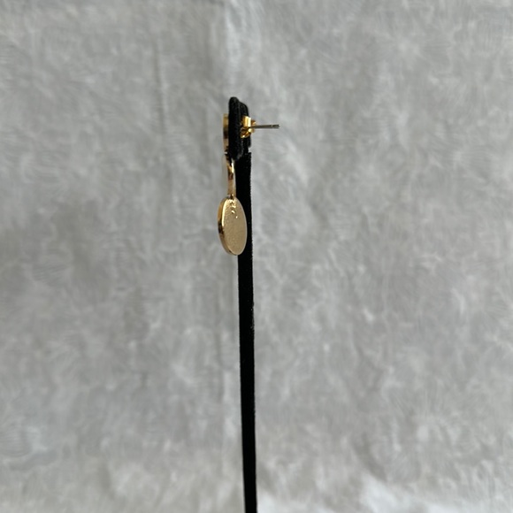 Gold Three Disk Post Earrings - Picture 3 of 5